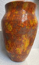 Vintage German Clay Vase Tiger Skin Glaze Glazes Pots Vases, 1950 picture