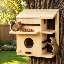 Large Wooden Squirrel House for Outside, Squirrel Nesting Box picture