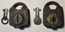 Lot of 2 x S & C Co. Sargent Antique Steel & Brass Padlock with Key - Works SM picture