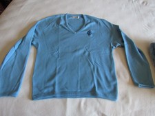 Pabst Blue Ribbon Vintage V Neck Sweater Men's M Light Blue 1980's New Old Stock picture