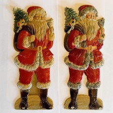 Antique vintage German embossed cardboard Christmas Santa Claus (Set of 2) picture