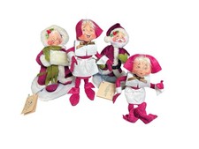 Lot Of 4 VTG Annalee Christmas Dolls Santa Mrs Claus 8” Mobilitee Elfs picture