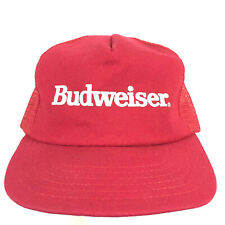 Vtg 80s Budweiser Cap Beer Spell Out Logo Made USA Snapback Trucker Baseball Hat picture