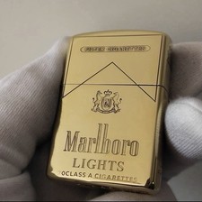 Marlboro Lights Gold Zippo Windproof Lighter Cigarette With New Box picture
