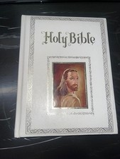 Vintage 1978 Regency White Holy Bible Pictures Red Letter Family Edition picture
