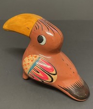 Vintage Mexican Pottery Toucan Figurine Tonala Style Hand Painted Folk Art picture