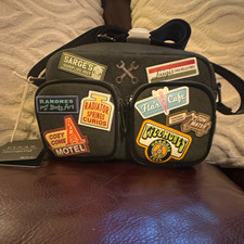 Pixar Disney Cars Small Black Crossbody Bag Radiator Springs Patches picture