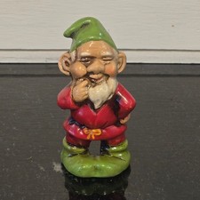Vintage Japan Chalkware Gnome Figurine Red Green Elf Pixie Brownie Decor Ornamen picture