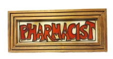 Vtg Glasscraft Pharmacist Sign Wood Framed Faux Stained Glass B2 picture