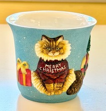 Vintage 2001 Christmas Cat Votive Tea Light Holder by Lang New w/ Original Box picture
