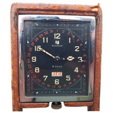 Jaeger-LeCoultre 8 Days Travel Clock Triple Calendar Art Deco Leather Case 1940s picture