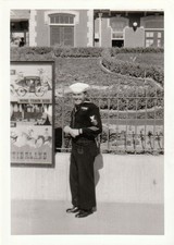 Vintage Photo 1950s Disneyland Entrance US Navy Soldier Frontierland Sign Park picture