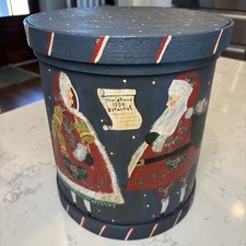 VTG Primitive Pantry Box Handpainted Christmas Istanbul 1994 Santa Mrs Claus 11” picture