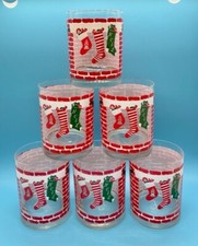 RARE M.W. Periscope Christmas Stockings Lowball Glasses Barware – EUC picture