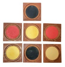 Vtg Modern Mcm Laurids Lonborg Teak Wood Coasters Barware Set 7 Retro Danish picture