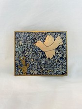 Vintage Hecho En Mexico Brass and Inlayed Laips Chip Trinket / Cigarette Box picture