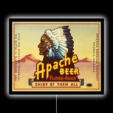 Apache Beer of Phoenix, Arizona - CHIEF NEW LED Hanging Lighted Sign: 18x23