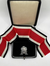 WWII GERMAN 1939 KNIGHTS CROSS OAKLEAVES SWORDS 1957 VERSION 925 SILVER CASED picture