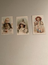 1890’s Vintage Lot Of 3 Hires Rootbeer Victorian Trading Cards & 1906 Postcard picture