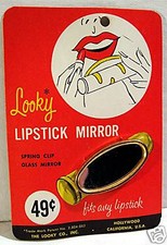 Vintage 1960 Looky Lipstick Mirror Display Card Old Store Stock Hollywood Calif picture