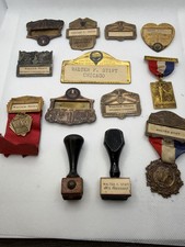 Vintage American Institute of Banking Badge Lot - 1920s Convention Pins & Stamps picture