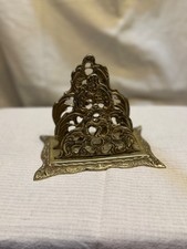 Vintage Ornate Brass 3 Tier Letter Holder Rack Victorian Rococo Style picture