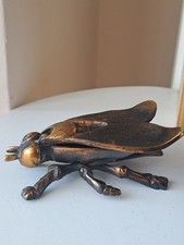 Vintage Solid Brass Fly Ashtray 1960s, Heavy Mid Century Brass Housefly Decor picture