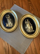 Vintage Andrew Kolb & Sons Brass Relief Oval Wall Plaques Set Of 2 Neoclassical picture