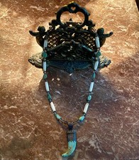 Vintage Necklace Kingman Turquoise, Silver, Native American Indian Navajo Rare picture