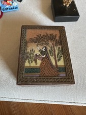Vintage Indian Miniature Painting Framed Woman Under Tree Decorative Art picture