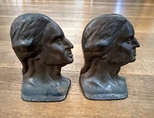 Vintage 1932 George Washington Bicentennial Co Cast Iron Bookends Pair Houdon picture