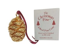 VTG Real Pine Cone Preserved & Finished In 18k Gold The Christmas Pine 1994 USA picture