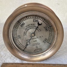 NICE antique 1910's GENERAL FIRE EXTINGUISHER vintage BRASS old steam gage GAUGE picture