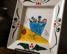 Picasso by Padilla Mexico Vintage 1995 Ceramic Plate 13” Square Still Life Art picture