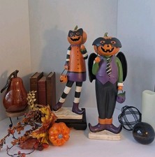 Northlight Brand Halloween Pumpkin Couple,Rustic/Primitive Pumpkin Folk Art  EUC picture