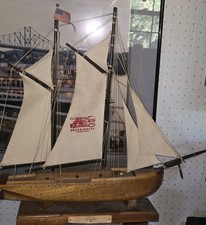 RARE ORIGINAL BOOKBINDERS RESTAURANT 1889 FISHING YAWL WITH SAIL MARKED... picture