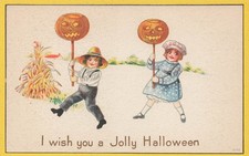 Halloween, Gibson No 606, Children Walking around with Jack o Lanterns on Sticks picture