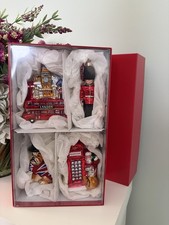 Neiman Marcus Set of 4 Glass Assorted Ornaments, LONDON, NIB picture