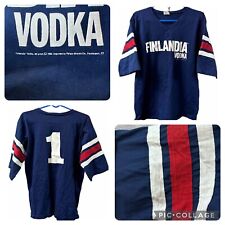 RARE Vintage Finlandia Vodka Shirt Mens XL Blue w/ Fabric Stripes Made In USA picture
