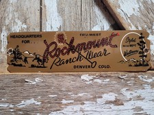 VINTAGE DENVER COLORADO PORCELAIN SIGN RARE OLD ROCKMOUNT RANCH WEAR CLOTHING picture