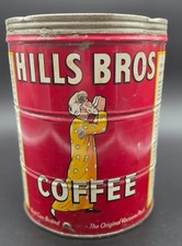 Vintage 1939-42-45-52 Hills Bros Coffee 2 LBS Metal Tin Can- Distressed picture