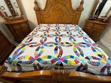 Machine pieced Double Wedding Ring King Size Quilt Top picture