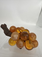 Vintage 1960's MCM Acrylic/Lucite Bunch Grapes w/Drift Wood Stem~Amber Beautiful picture