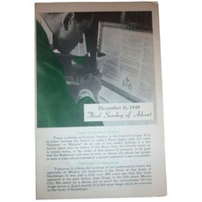 1949 Vintage Catholic Church Bulletin Our Lady of Lourdes Parish Advent Ephemera picture