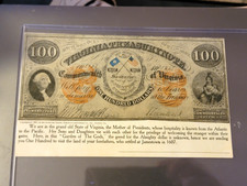 Jamestown Exposition Facsimile $100 Virginia Treasury Note Large Postcard 1907 picture
