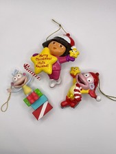 Dora the Explorer Boots Christmas Ornaments Lot of 3 Nickelodeon Vintage 2000s picture