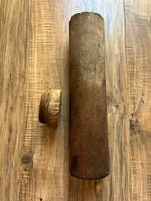 Vintage Hand Turned Wooden Storage Canister Cylindrical Needle Box Threaded Lid picture