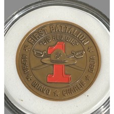 1st Recruit Training Battalion BIG RED ONE Challenge Coin Marines San Diego Vtg picture
