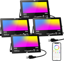LED Flood Light Outdoor 800W Equivalent 8000LM, Smart RGB Color Changing Landsca picture