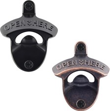 Beer Bottle Opener Wall Mounted Rustic and Black with Screws 2 PCS | Stainless picture